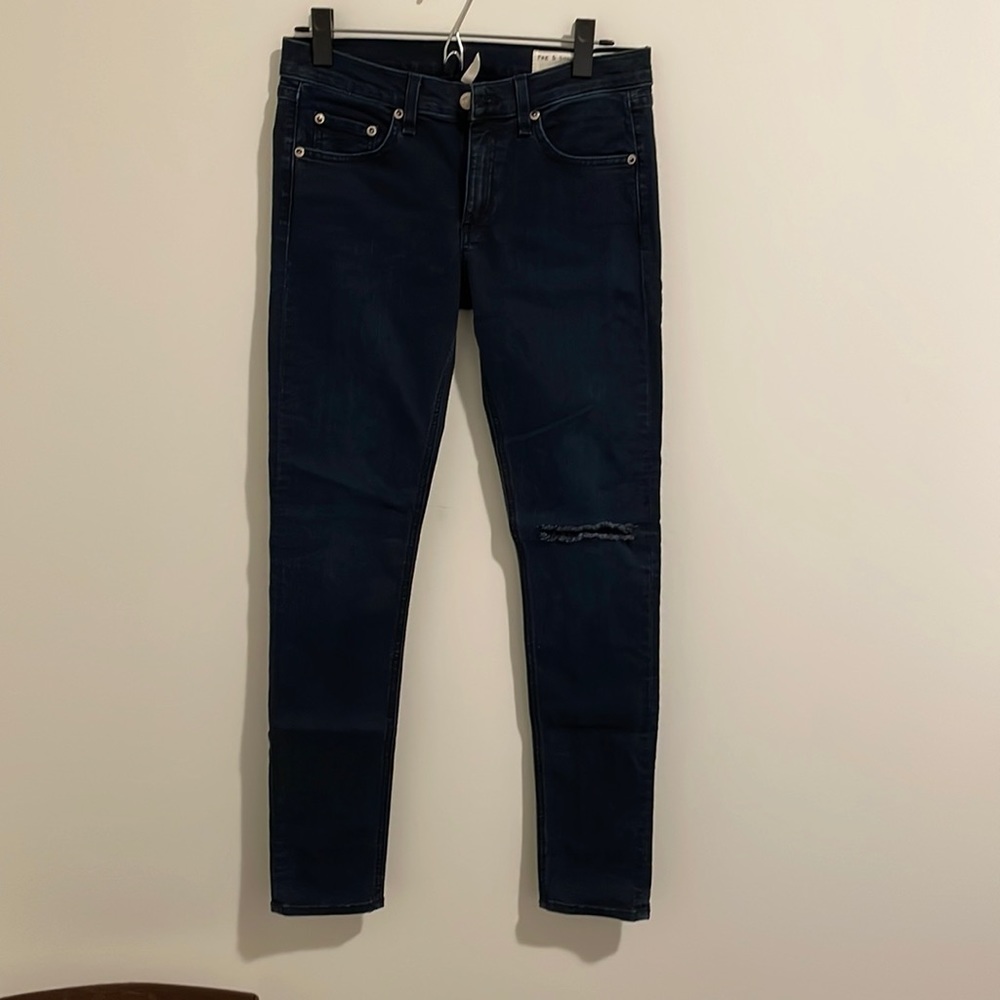 RAG AND BONE | Dark denim distressed skinny jeans